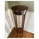 Round Inlaid Mahogany 2 Tier Plant Stand 2 of 2