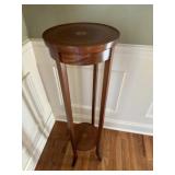 Round Inlaid Mahogany 2 Tier Plant Stand 1 of 2