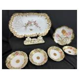 Lot of 7 Limoges Handpainted Gilded China