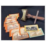 Antique Stereoscope Viewer + 12 Stereographs