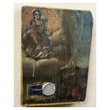 Antique Italian Religious Painting on Wood w Seal