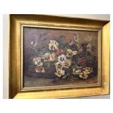 Original Oil on Canvas Still Life Floral Pansies