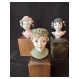 3 Children Porcelain Busts by Bonnie Porter