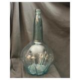 Unusual Handblown Blue Glass Demijohn Vase 2 ft.