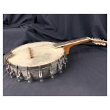 8 String Banjo Steel Body Wood Neck Vintage