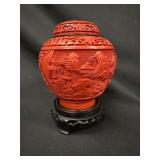 Carved Cinnabar Ginger Jar Vase