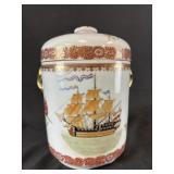 Chinese Porcelain Tobacco Humidor Jar w/Ship c1880