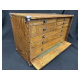 Vintage 8 Drawer Wood Machinists Tool Chest