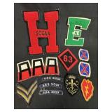Lot of 14 Vintage Varsity Letters & Army Patches