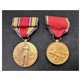 2 WWII USA Merit Medals on Ribbon