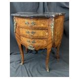 French Bombe 3 Drawer Commode Chest w/ Marble Top