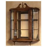 Hanging Butler Curio Cabinet Mirror w/Curved Glass