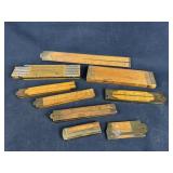 9 Fine Antique Folding Rulers w Brass Accents