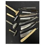 9 Vintage Sheffield Straight & Shick Safety Razors