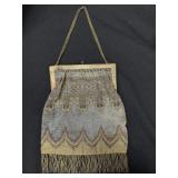 Art Nouveau French Cut Beaded Fringed Bag Purse