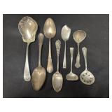 Lot of 8 Sterling Silver Serving Spoons Various