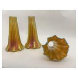 3 Tiffany Style Favrile Glass Trumpet Lampshades