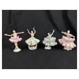 4 Dresden Porcelain Ballerina & Dancing Figurines