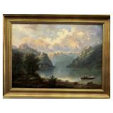 European River Landscape Oil on Canvas Unsigned