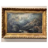 19th C. Landscape Oil on Canvas Highland Stream
