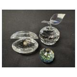 3 Swarovski Crystal Clam, Apple, & AB Sphere