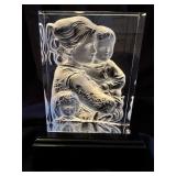 Rare Hibel Crystal Sculpture Mother w/ 2 Children