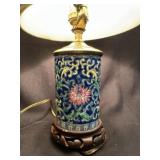 Porcelain Enamel Asian Cylinder Accent  Lamp