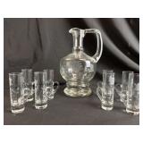 Set of 8 Handled Shot Liqueur Glasses & Decanter
