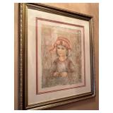 Hibel Signed Child in Red Hat "Tamara"