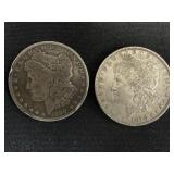 Two (2) Morgan Dollars 1878 XF+ & 1890 O VG
