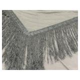 Victorian BlackSilk Embroidered Fringe Piano Shawl