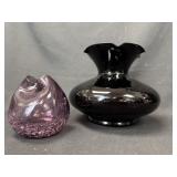 Amethyst Purple 2 Vintage Glass Vases