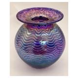Iridescent Lustre Signed Glass Eye Studio Vase