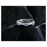 Delicate 18K Sapphire & Diamond Stackable Band