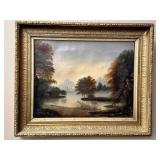 Oil on Canvas Pastoral MysticRiver Landscape