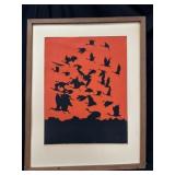 Bold Color Litho Cranes Signed Glisson 5/79