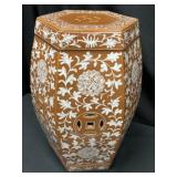 Asian Garden Seat Ceramic Pumpkin & White