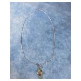 18' STERLING SILVER MULTI STONE CROSS PENDANT