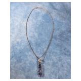 18' STERLING SILVER BLUE TURQUOISE INLAY NECKLACE