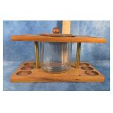 GLASS HUMIDOR JAR WITH WOODEN PIPE STAND