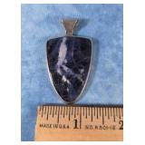 STERLING SILVER NATURAL SODALITE PENDANT