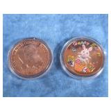 TWO HOLIDAY THEMED 1 OZ. COPPER ROUNDS