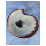 BLUE & BROWN DRIP GLAZE CERAMIC ASHTRAY 5.5' x 5'