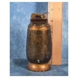 EVANS TABLE BRASS LIGHTER WOODEN BASE VTG.