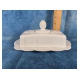 COLONY HARVEST MILK GLASS COVERED BUTTER DISH