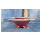 1930'S INDIANA GLASS ART DECO PEDESTAL BOWL