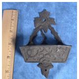 VINTAGE CAST IRON SCONCE  MATCH HOLDER WALL MOUNT