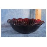 VTG. ANCHOR HOCKING RUBY RED GLASS BOWL 6.5'