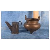 SMALL COPPER POT AND KETTLE