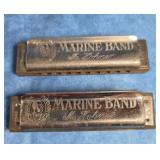 TWO VINTAGE 'MARINE BAND' HARMONICAS BY M. HOHNER
